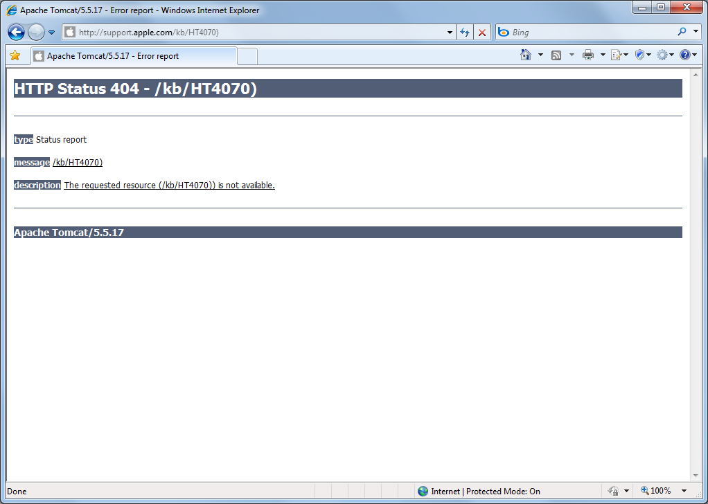 Apple Tomcat 404
