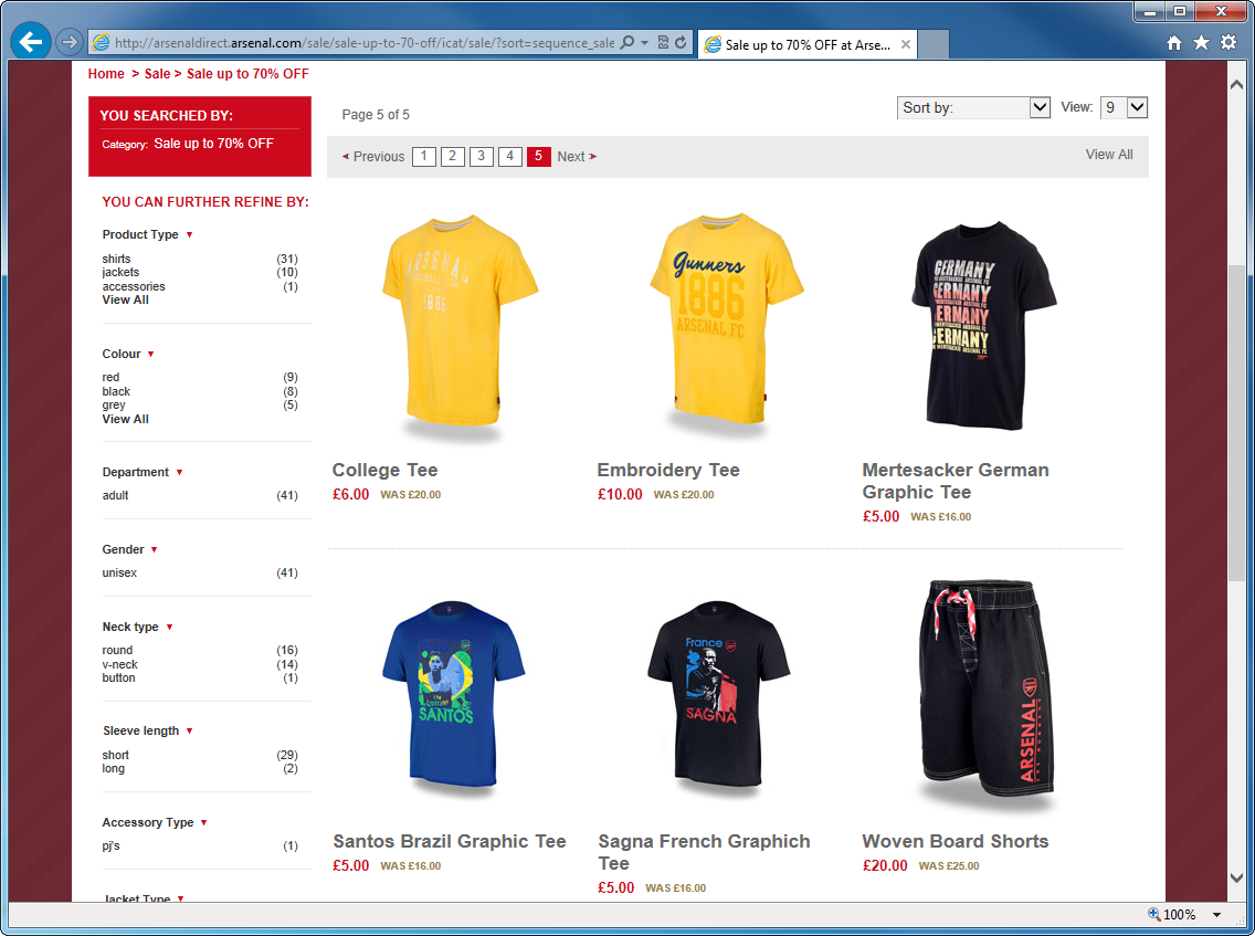 Sale on Mertesacker, Santos and Sagna T-shirts